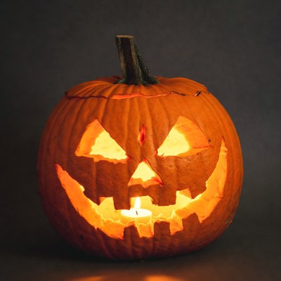 Lit Jack-o'-lantern Pumpkin