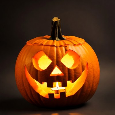 Lit Jack-o-Lantern Pumpkin