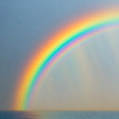 Vibrant Rainbow Over Ocean
