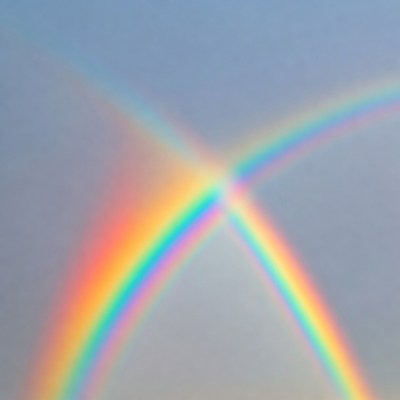 Double Rainbow in Blue Sky