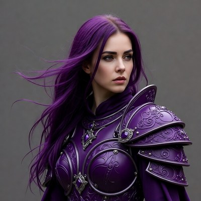 Woman in Purple Fantasy Armor