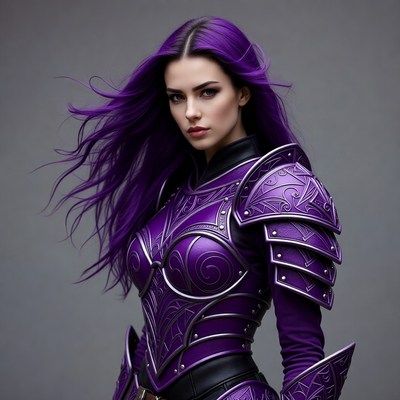 Woman in purple fantasy armor