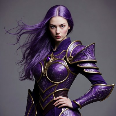 Woman in Purple Fantasy Armor