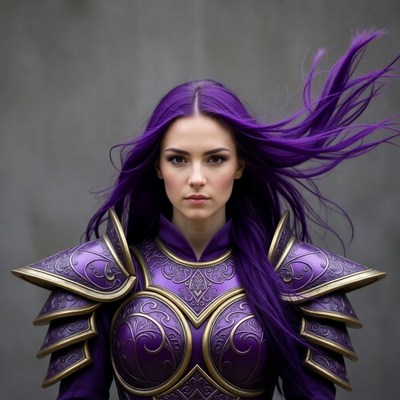 Woman in purple fantasy armor