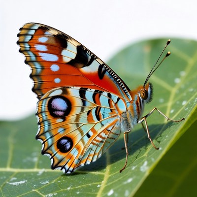 Colorful Butterfly on Green Leaf