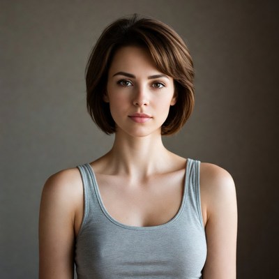 Woman with short brown hair
