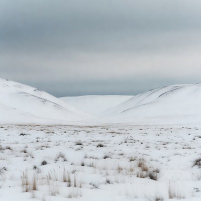 Snowy Valley with Mountains