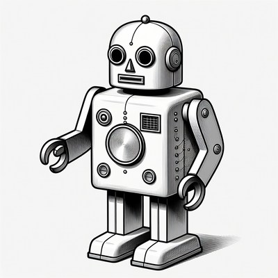 Vintage line art robot