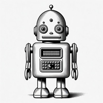 Vintage Engraving Style Robot