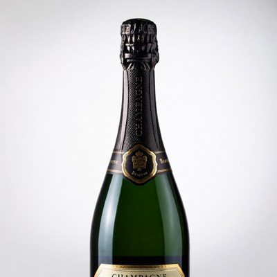 Champagne bottle on white background