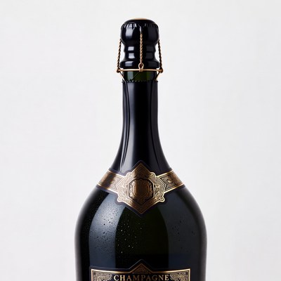 Champagne Bottle on White Background