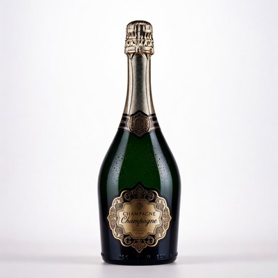 Green Champagne Bottle with Gold Label