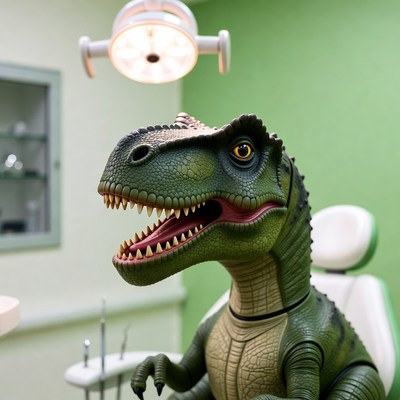 T-Rex Toy in Dentist Chair