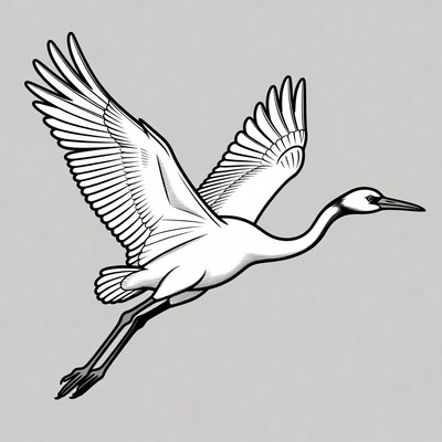 Flying Egret Illustration