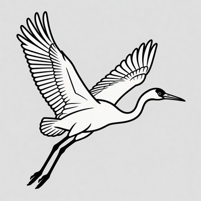 Flying Egret Bird Illustration