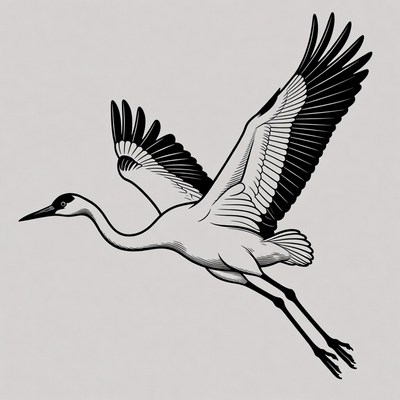Flying Heron Illustration