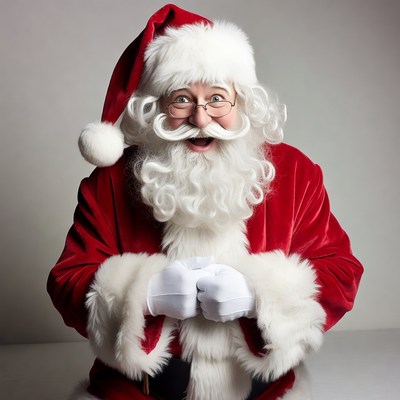 Smiling Santa Claus in red suit