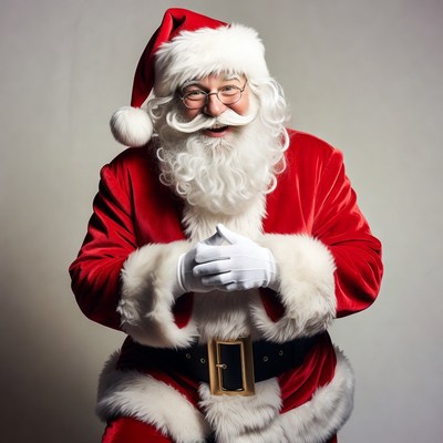 Smiling Santa Claus in red suit
