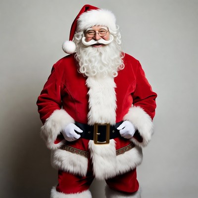Smiling Santa Claus in red suit