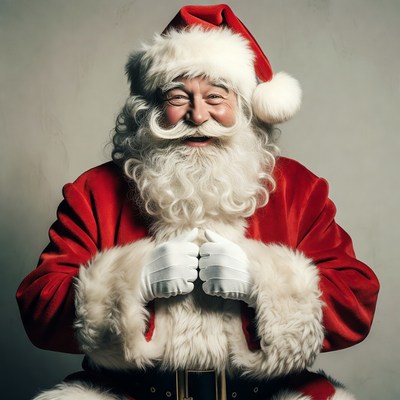Smiling Santa Claus in red suit