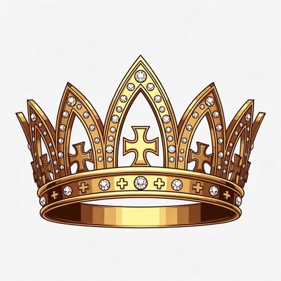 Golden Crown with Crosses and Gems