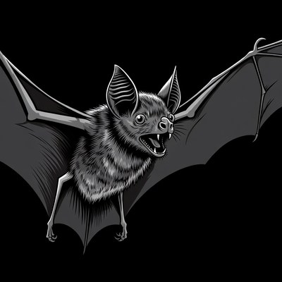 Flying Bat Illustration with Open Wings