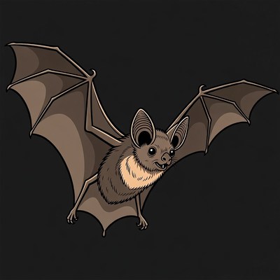 Cartoon bat with wings spread