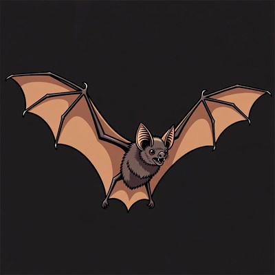 Cartoon bat with wings spread