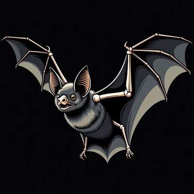 Flying Skeleton Bat Illustration