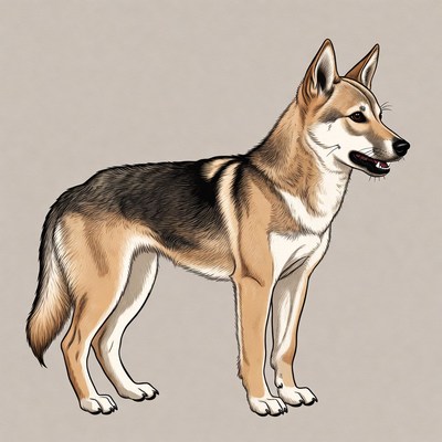 German Shepherd standing side view