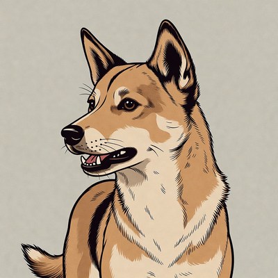 Brown Norwegian Elkhound Illustration