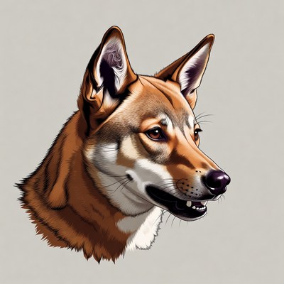 Brown Norwegian Elkhound Dog Portrait