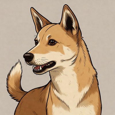 Smiling Shiba Inu dog illustration