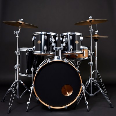 Black Drum Set on Dark Background