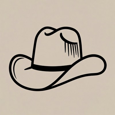 Cowboy Hat Outline Illustration