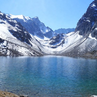 Turquoise Lake in Snowy Mountains
