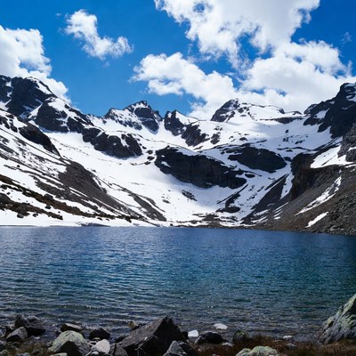 Mountain Lake with Snow Peaks