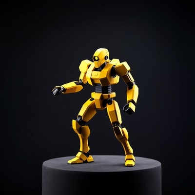 Yellow robot in fighting pose