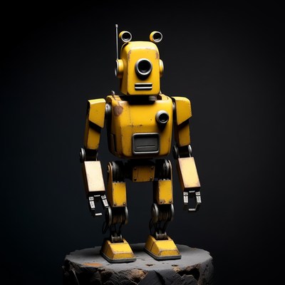 Yellow Robot on Stone Base
