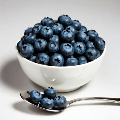 Fresh Blueberries in White Bowl