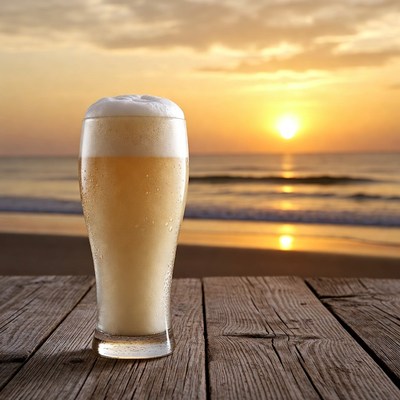 Beer Glass at Sunset Beach