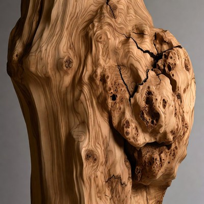 Close-up of textured olive wood