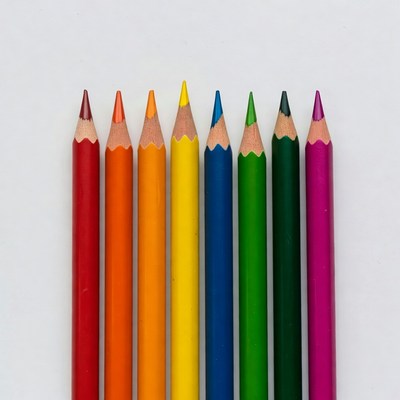 Rainbow Colored Pencils on White