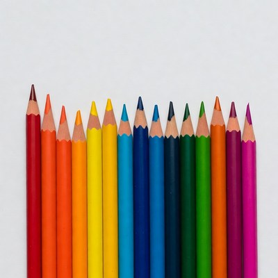 Colorful Pencils Arranged in Row