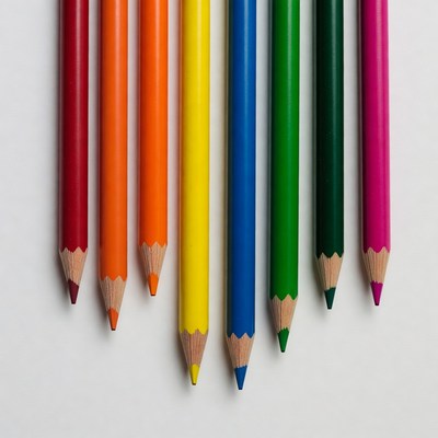 Colorful Pencils Arranged in Rainbow