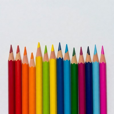 Rainbow Colored Pencils on White Background