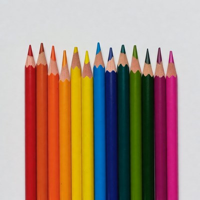 Colorful Pencils Arranged in Rainbow