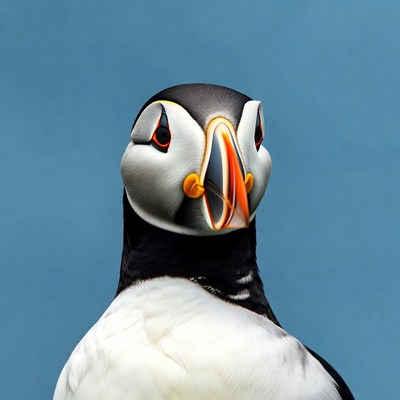 Puffin bird with orange beak