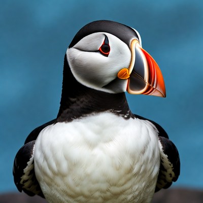 Puffin bird with orange beak