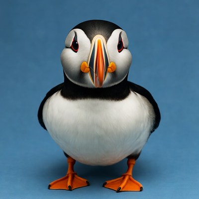 Puffin bird on blue background